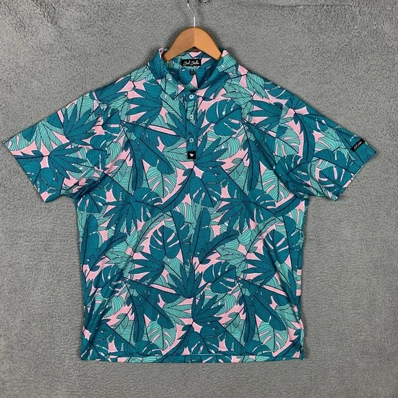 Bad Birdie Palmnado &‎ Blue Dreams Polo Shirt Mens 2XL Stretch Golf Lot of 2